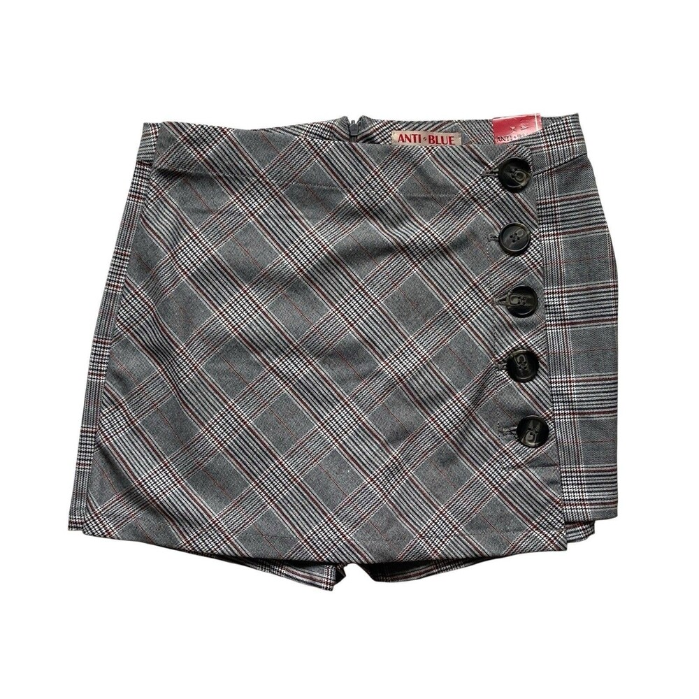 Anti-Blue by Blue Spice Plaid‎ Button Skort Size 7 Y2K Clueless Preppy Academia
